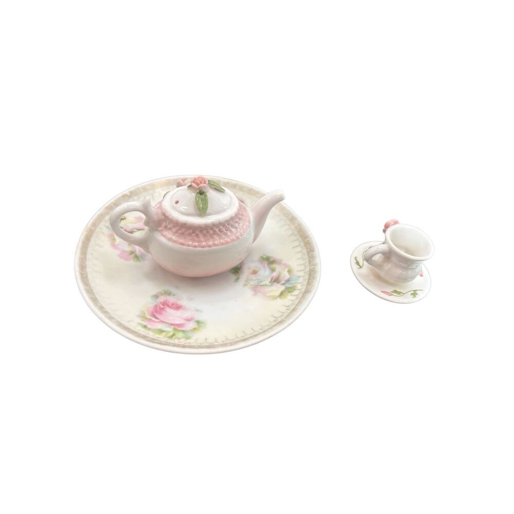 Bavaria Hand Painted Miniature Tea Set Pink Roses Porcelain - Picture 11 of 12